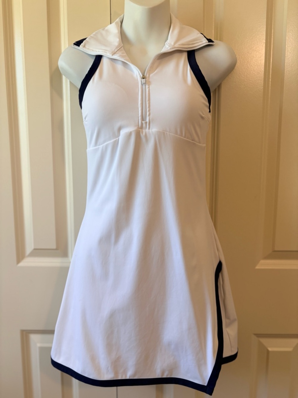 White Tennis Dress with Navy Trim, size Sm